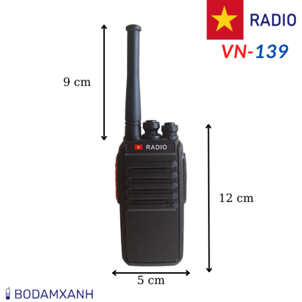 Máy Bộ Đàm Vn-Radio 139 Kich thuoc may Bo dam Vn Radio 139