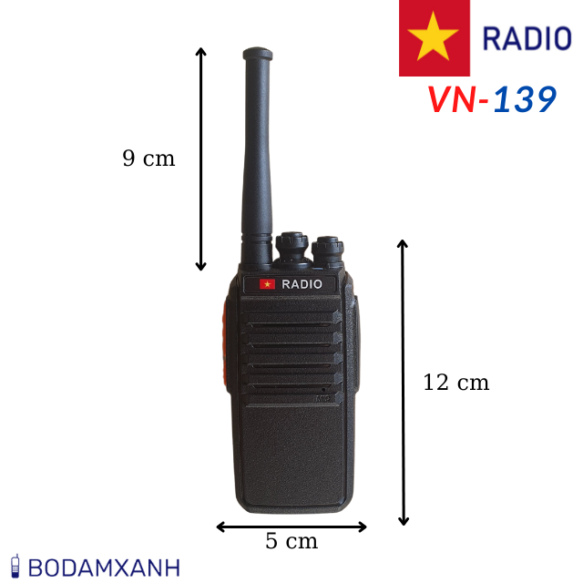 Máy Bộ Đàm Vn-Radio 139 Kich thuoc may Bo dam Vn Radio 139